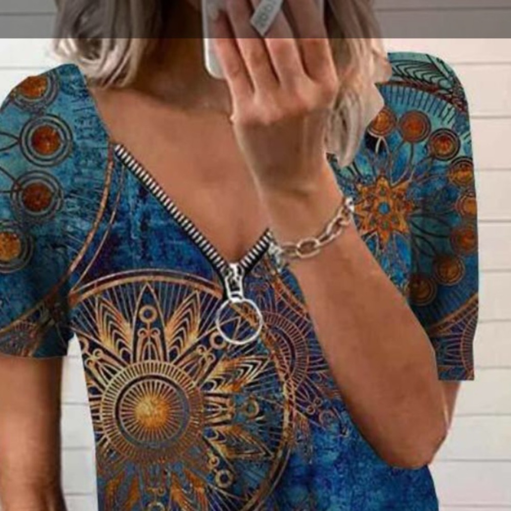 Elaria short sleeve half zip top! Great with jeans!